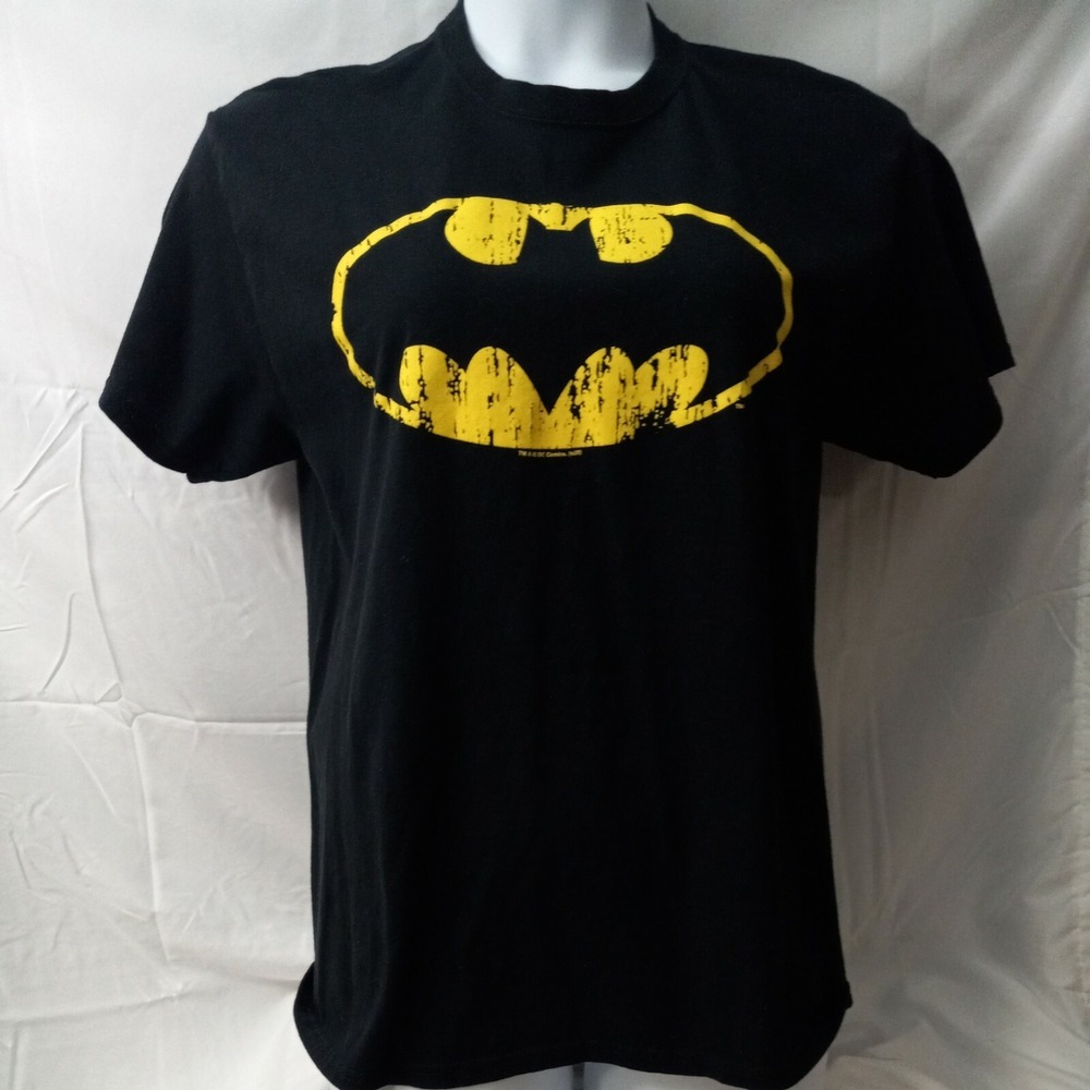 DC Comics Batman Classic Symbol Logo manufactured Distressed Style T-Shirt EUC